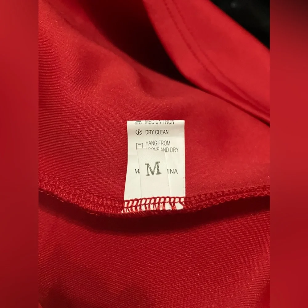 Gorgeous bright red dress with ribbon/ruffle detail on the collar, size Medium. - Picture 3 of 4